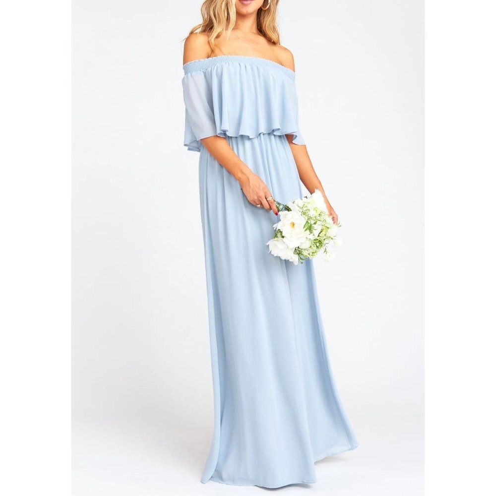 Show Me Your Mumu Womens Off-The-Shoulder Bridesmaid Hacienda Maxi Dress Medium
